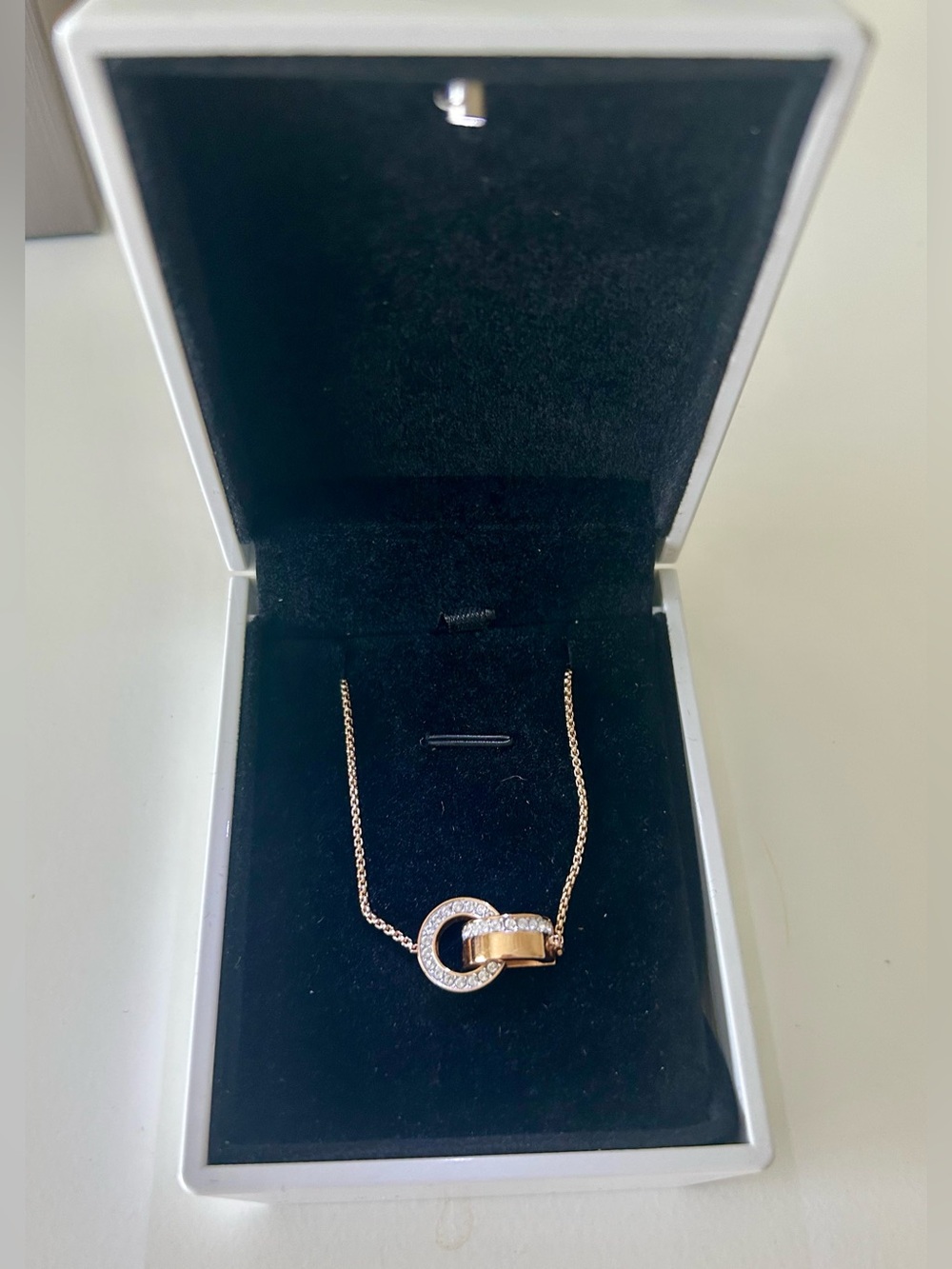 Swarovski Hollow Rose Gold Interlocking Circles Slider Bracelet